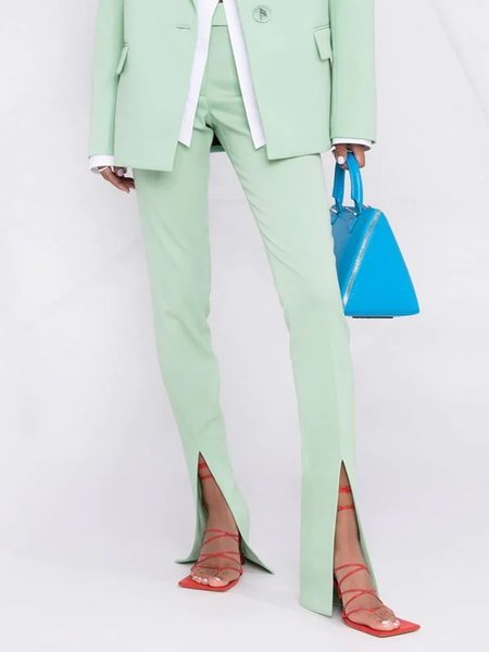 

Regular Fit Flare Leg Pants, As picture, Skinny Leg Pants