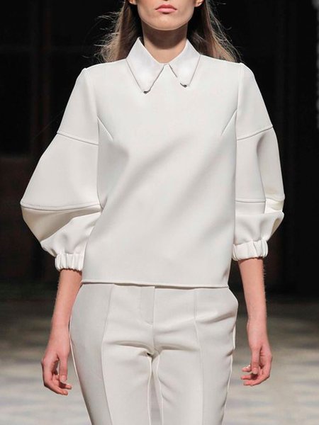 

Loosen Plain Simple Simple Daily Top, White, Tops
