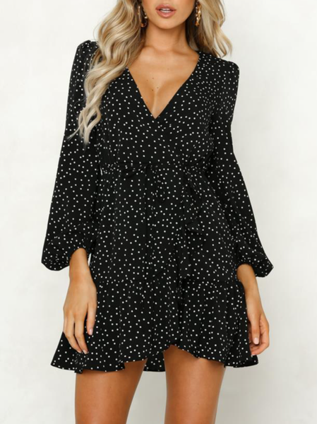 

Romantic Regular Fit Dresses, Black, Mini Dresses