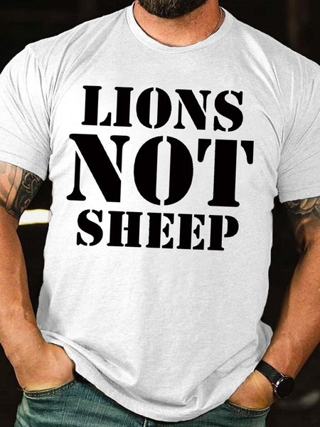 

Lions Not Sheep Crew Neck Casual Shirts & Tops, White, T-shirts