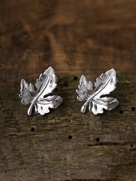 

Elegant Simple Maple Leaf Alloy Earrings, Silver, Earrings