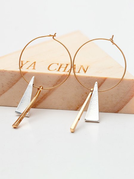 Simple Metal Triangle Pendant Circle Earrings, As picture, Earrings