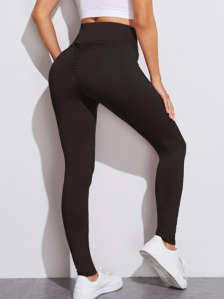 

Casual Black Polyester Knit Pants, Skinny Leg Pants