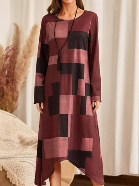 

Casual Cotton Blends Geometric Dresses, Flower, Midi Dresses
