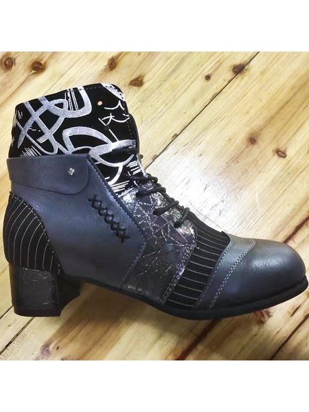 

Personalized Ethnic Style Stitching Zipper Martin Combat Boots, As picture, Boots