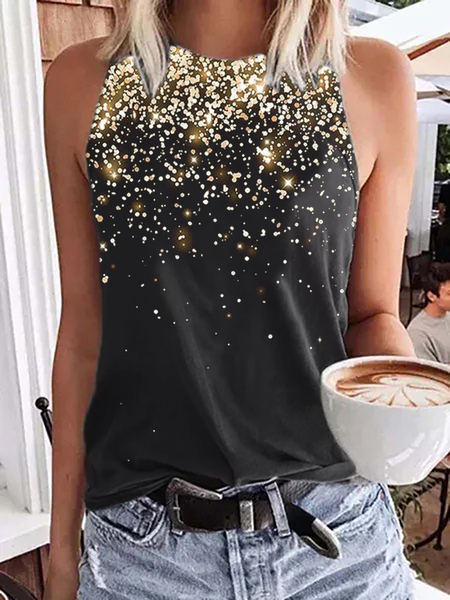 

Abstract Casual Vests, Golden, Tank Top