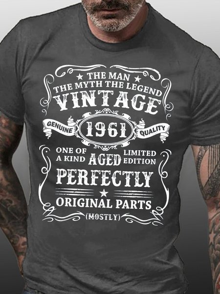 

Vintage 1961 Crew Neck Short Sleeve Shirts & Tops, Deep gray, T-shirts