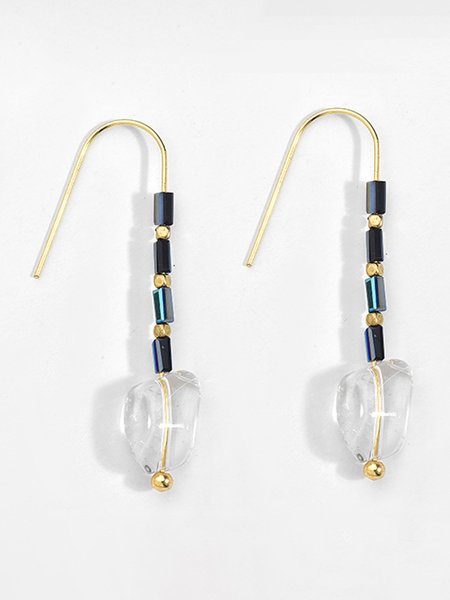 

Vintage White Crystal Beaded Alloy Earrings, As picture, Earrings