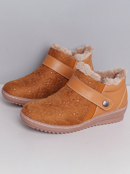 

Simple Stitching And Velvet Warm Short Boots, Yellow brown, Boots