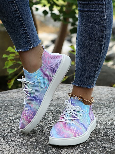 

Casual Tie Dye Lace Up Fly Woven sneakers, Multicolor, Athletic & Casual Shoes