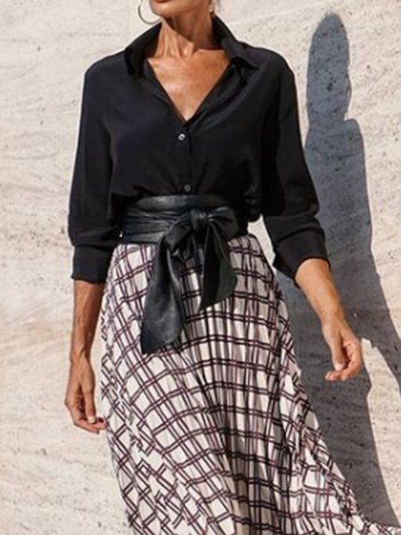 

Work Solid Regular Fit Shirt Collar Shirt, Black, Blouses and Shirts