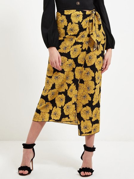 

Elegant Floral Regular fit Skirt, Yellow, Skirts