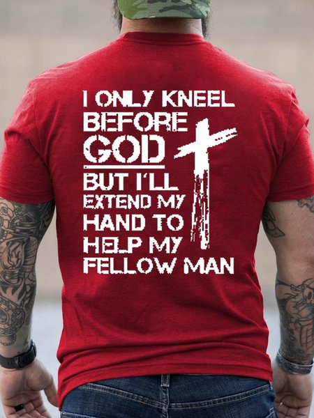 

Only Kneel Before God Men's T-shirt, Red, T-shirts