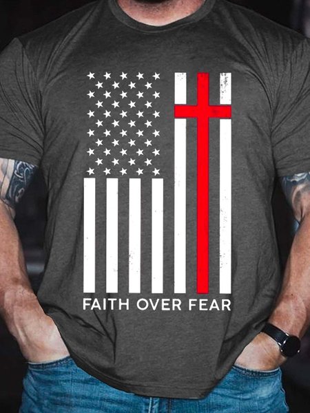 

Faith Over Fear Short Sleeve Crew Neck T-shirt, Deep gray, T-shirts