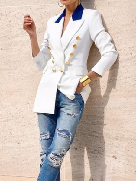 

Work Long Sleeve Regular Fit Solid Outerwear, White, Blazers