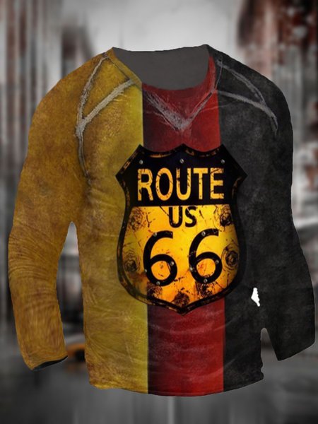 

Street Long Sleeve Crew Neck Shirts & Tops, As picture, T-shirt