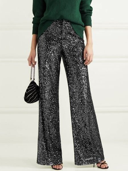 

Allentare paillettes Pantaloni, Nero, Pants
