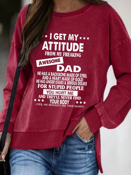

I Get An Awesome Dad Casual Crew Neck Sweatshirt, Red, Hoodies&Sweatshirts