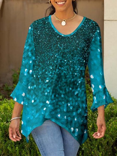 

Frill Sleeve Gorgeous V Neck Shirts & Tops, Blue, Tops