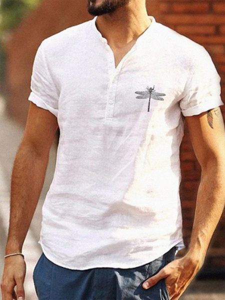 

Dragonfly Element Cotton And Linen T-Shirt, White, T-Shirts