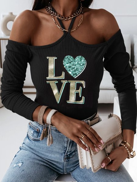 

Regular Fit Cotton Blends Sexy Shirts & Tops, Black, Tops