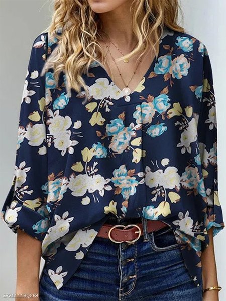 

Vintage Floral V Neck Shirts & Tops, Blue, Shirts & Blouses