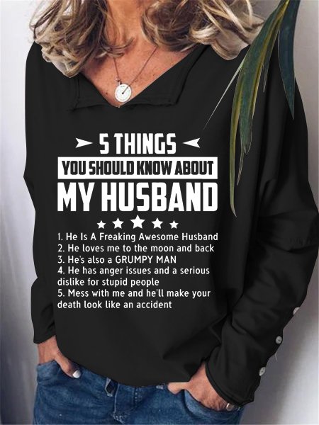 

Five Things About My Husband Print Sweatshirt, Black, Hoodies&Sweatshirts