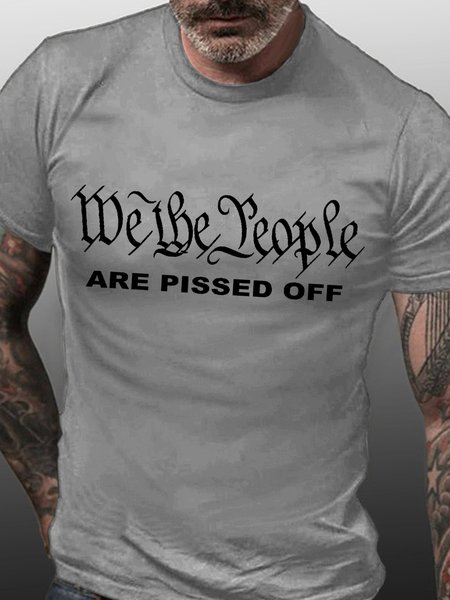 

We The People Are Pissed Off Men's T-shirt Casual Crew Neck Tee, Light gray, T-shirts