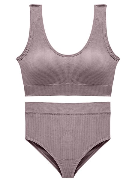 

No Steel Ring Gathers Comfortable And Breathable Plus Size Underwear Suit, Gray purple, Underwear