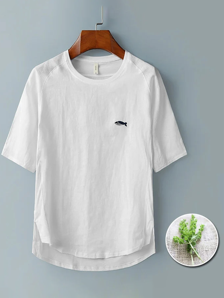 

Whale Element Casual Cotton And linen T-Shirt, As picture, T-Shirts