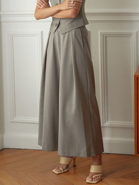 

Solid Flare Leg Pants, As picture, Wide Leg Pants