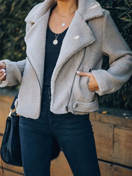 

Regular Fit Casual Solid Outerwear, Gray, Coats