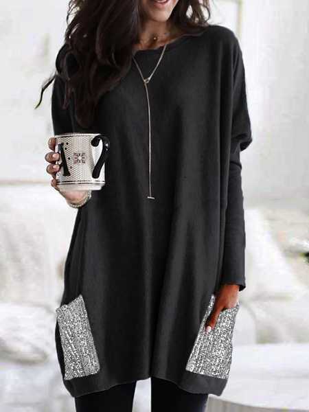 

Plus size Sequins Holiday Casual Knitting Dress, Black, Dresses