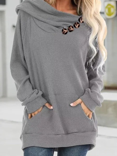 

Loosen Cowl Neck Casual Tops, Gray, Tops