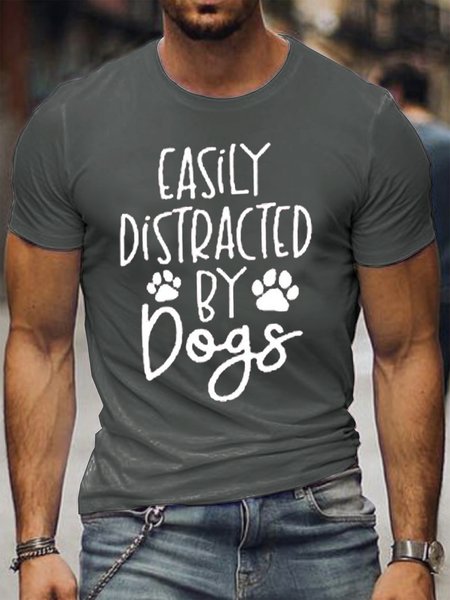 

Easily Distracted By Dogs Men's T-shirt, Deep gray, T-shirts