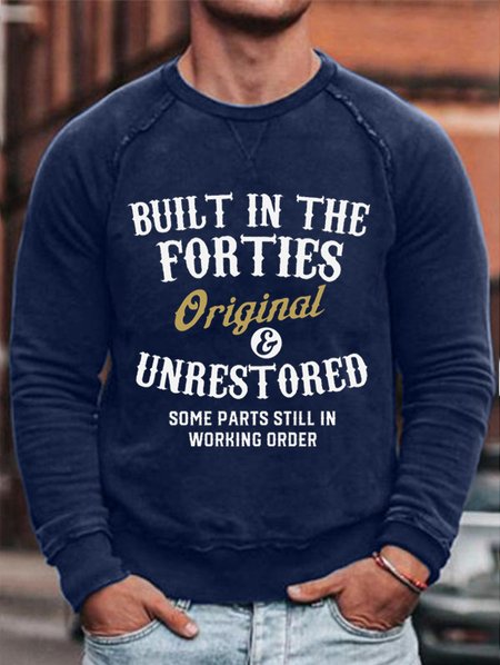 

Built In The Forties Printed Crew Neck Sweatshirt, Purplish blue, Hoodies&Sweatshirts