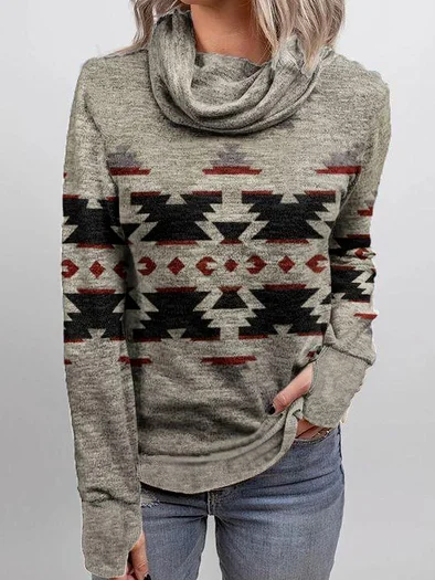 

Tribal Regular Fit Cowl Neck Shirts & Tops, Light khaki, Long sleeve tops