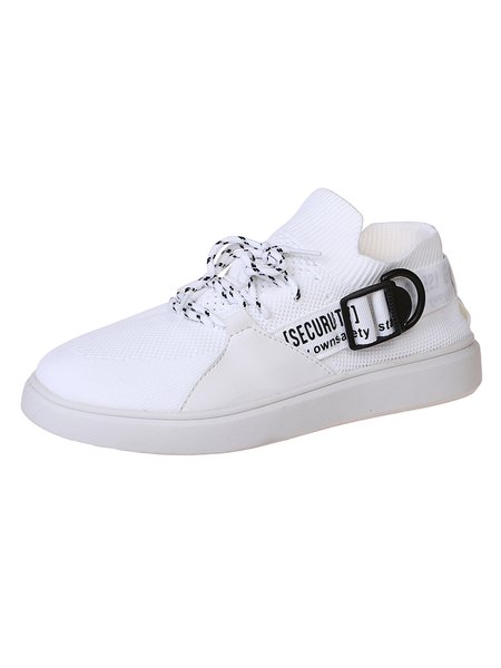 

Casual Spliced Flying Woven Sneaker, White, Athletic & Casual Shoes