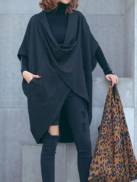 

Plain Oversize Casual Casual Daily Top, Black, Blouses and Shirts