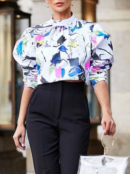

Abstract Daily Regular Fit Top, As picture, Blouses and Shirts