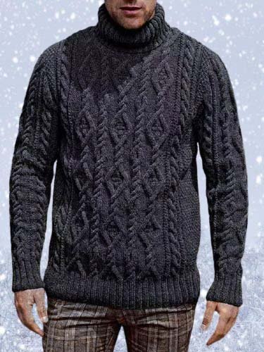 

Casual High Neck Sweater, Deep gray, Sweater
