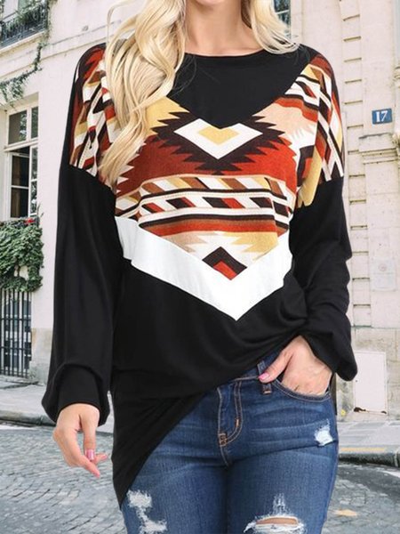 

Plus Size Casual Loosen Off Shoulder Shirts & Tops（accessory not included）, Black, Long sleeve tops