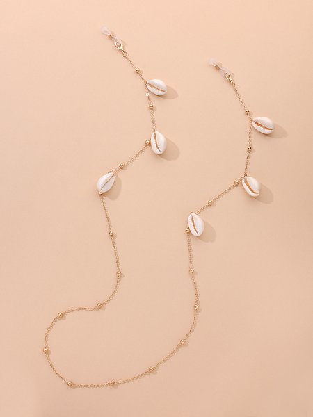 Casual Shell Round Bead Alloy Glasses Chain, As picture, Accessories