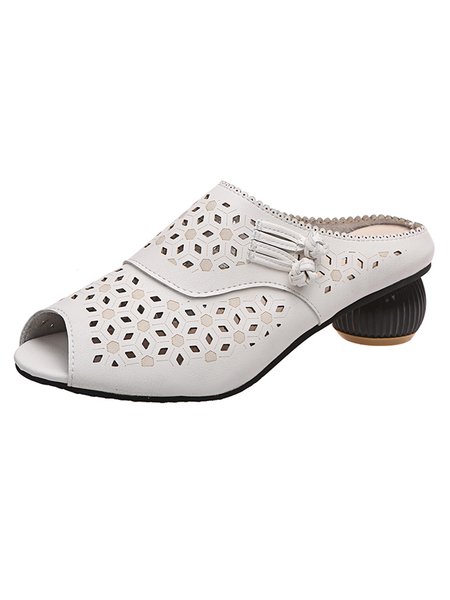 

Elegant And Simple Hollow Peep Toe Slipper, White, Slippers