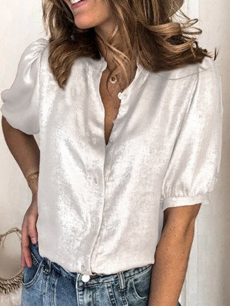 

Solid Regular Fit Shirts & Tops, Silver, Blouses & Shirts