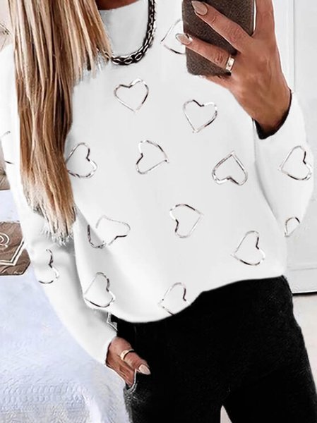 

Loosen Cotton Blends Shirts & Tops, White, Long sleeve tops
