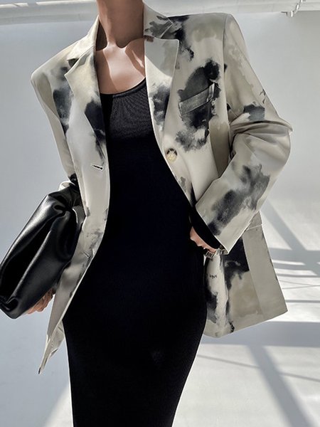 

Lapel Long sleeve Regular Fit Outerwear, Apricot, Blazers