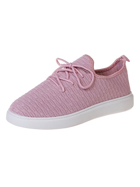 

Casual Plain Fly Woven Lace Up Sneakers, Pink, Athletic & Casual Shoes