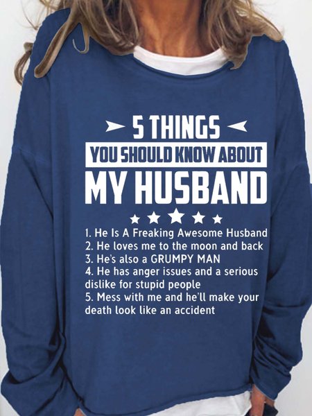 

Five Things About My Husband Round Neck Sweatshirts, Deep blue, Hoodies&Sweatshirts