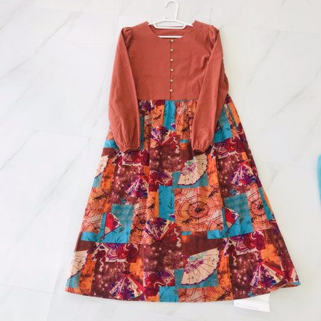 

Tribal Crew Neck Dresses, Brick red, Casual Dresses
